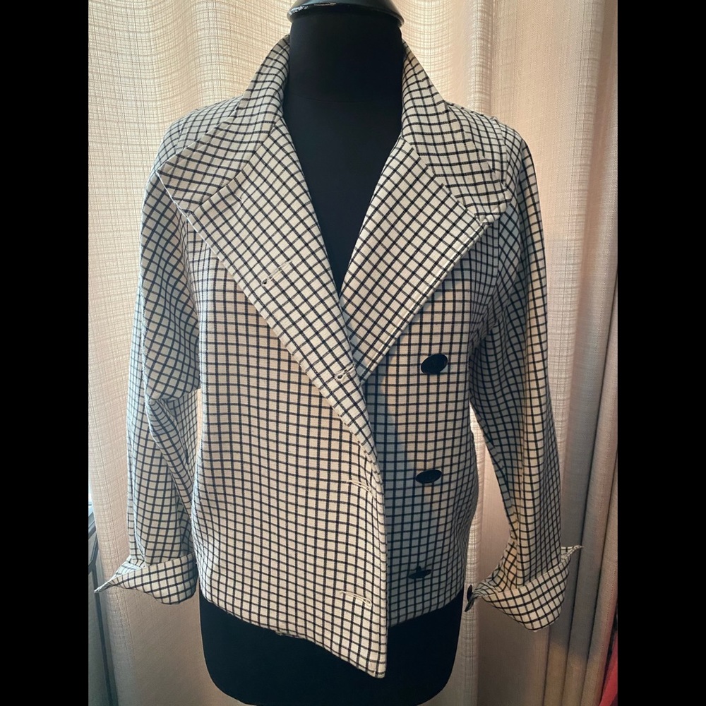 Cabi box check double breasted bomber